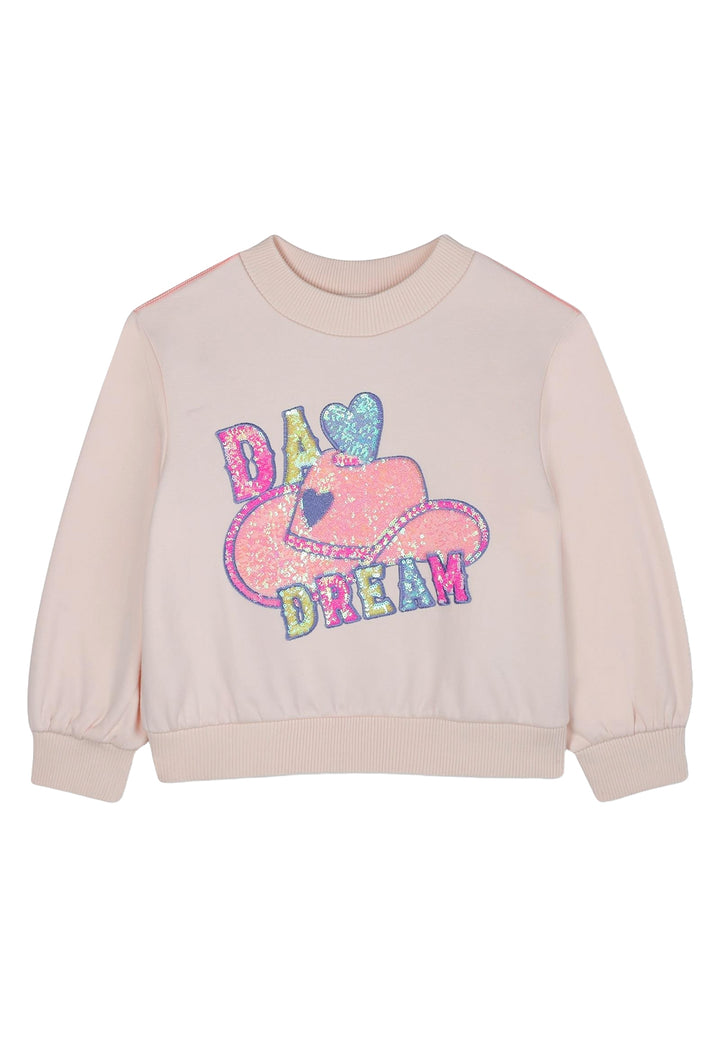 Felpa girocollo rosa per bambina