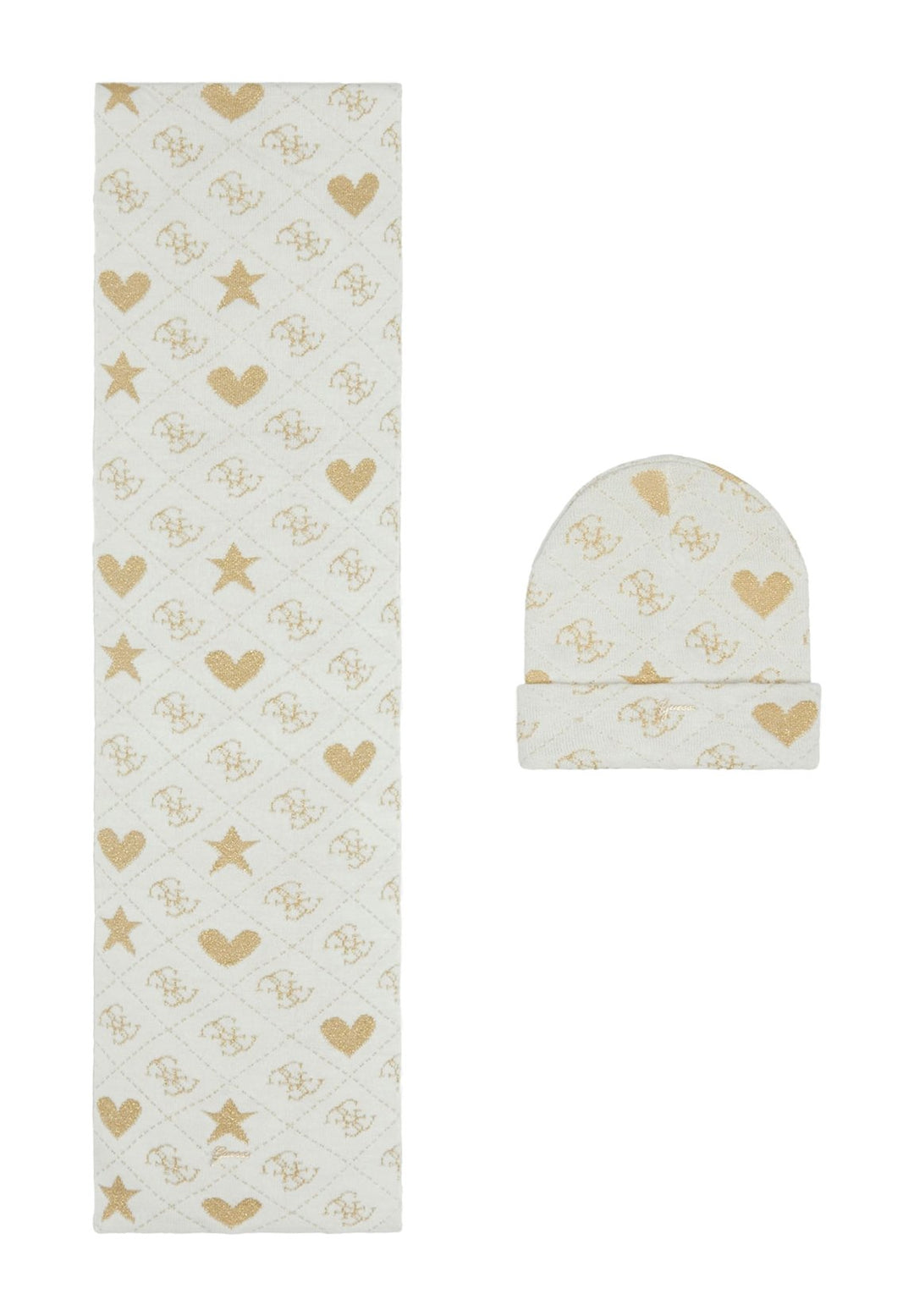 Set cappello + sciarpa bianco-oro per bambina