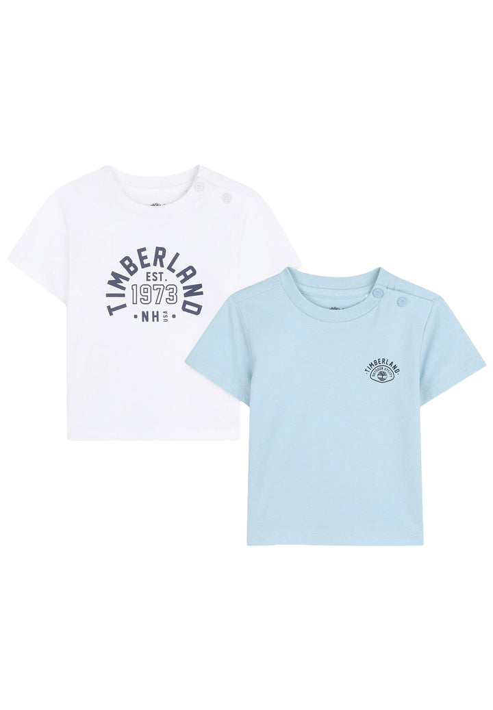 Set t-shirt bianco-celeste per neonato