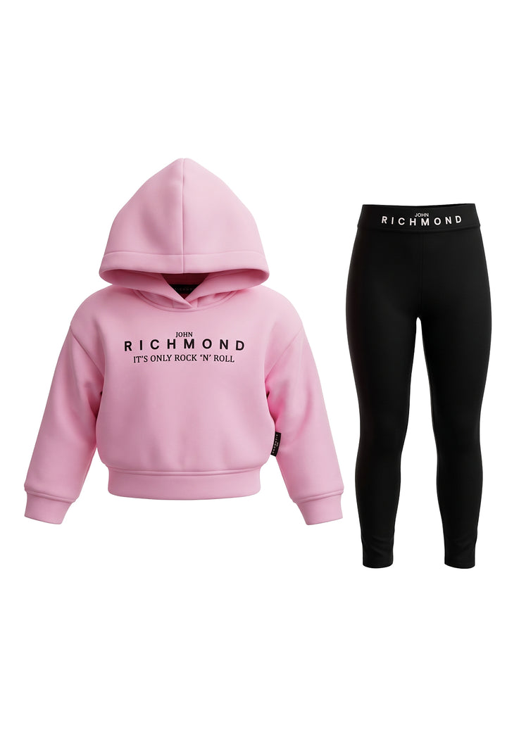 Completo felpa rosa-nero per bambina