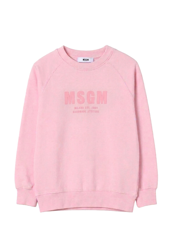 Felpa girocollo rosa per bambina