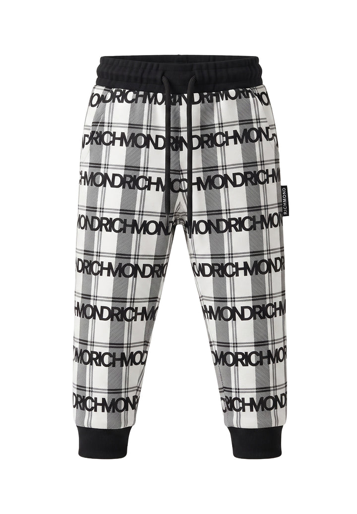 Pantalone felpa bianco-nero per neonato