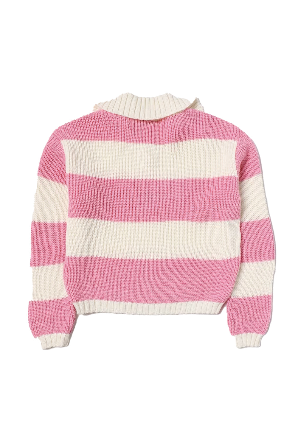 Maglione crema-rosa per bambina