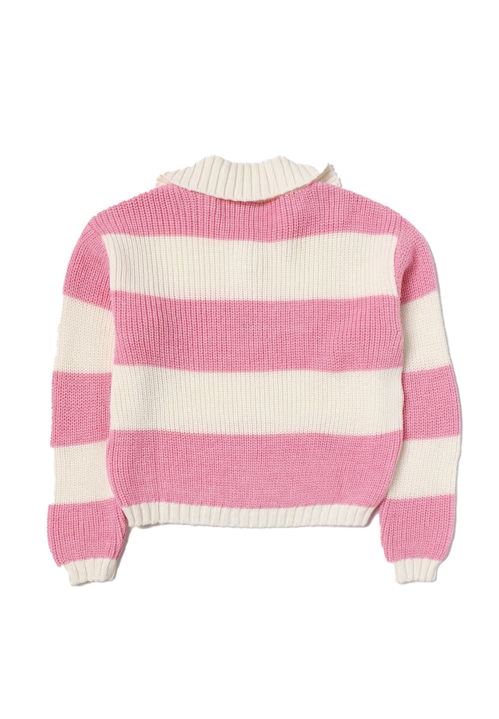 Cream-pink sweater for girls
