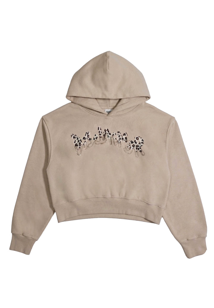 Felpa cappuccio beige per bambina