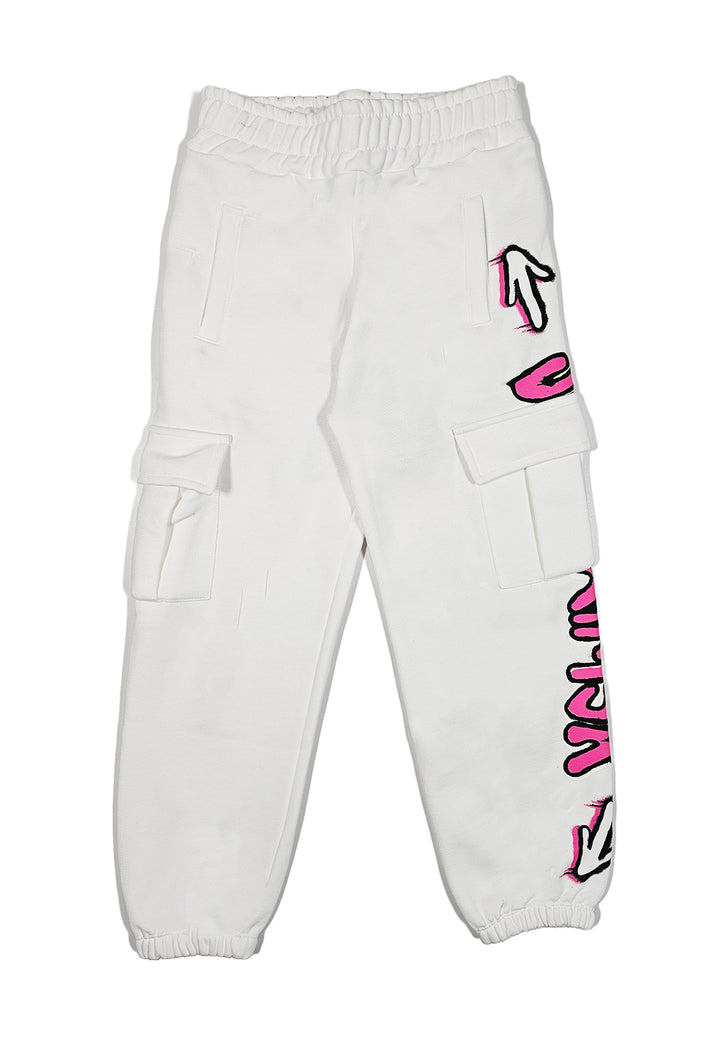 Pantalone felpa bianco per bambina