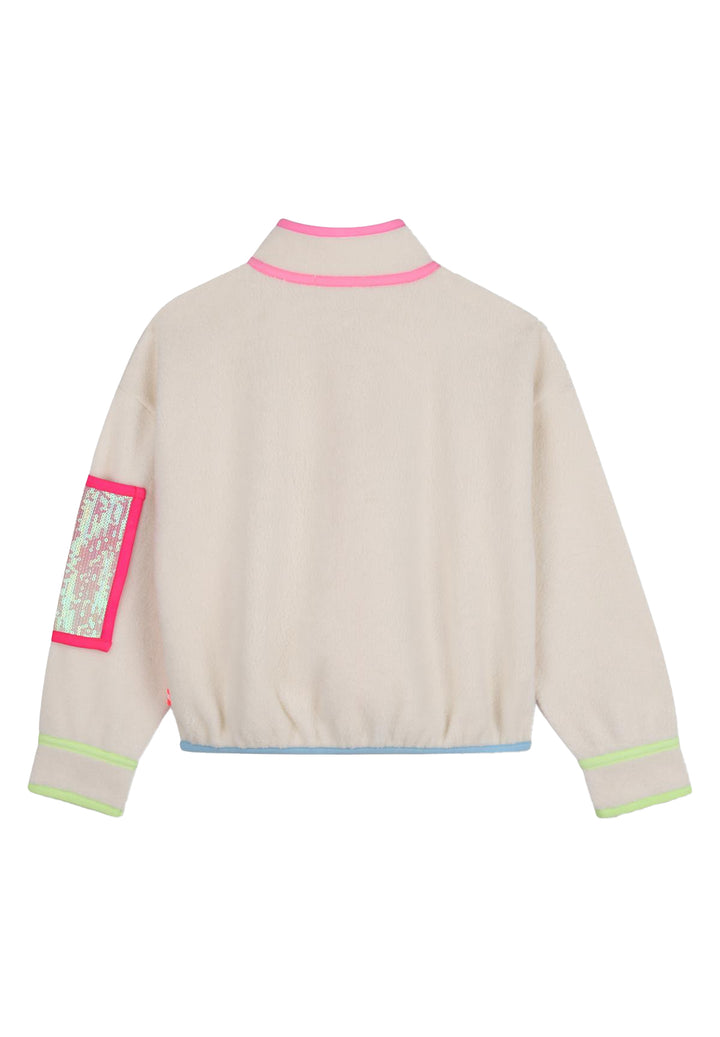 Felpa zip teddy crema per bambina