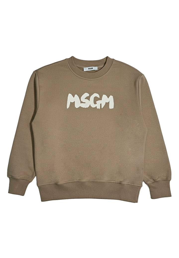 Felpa girocollo marrone per bambino