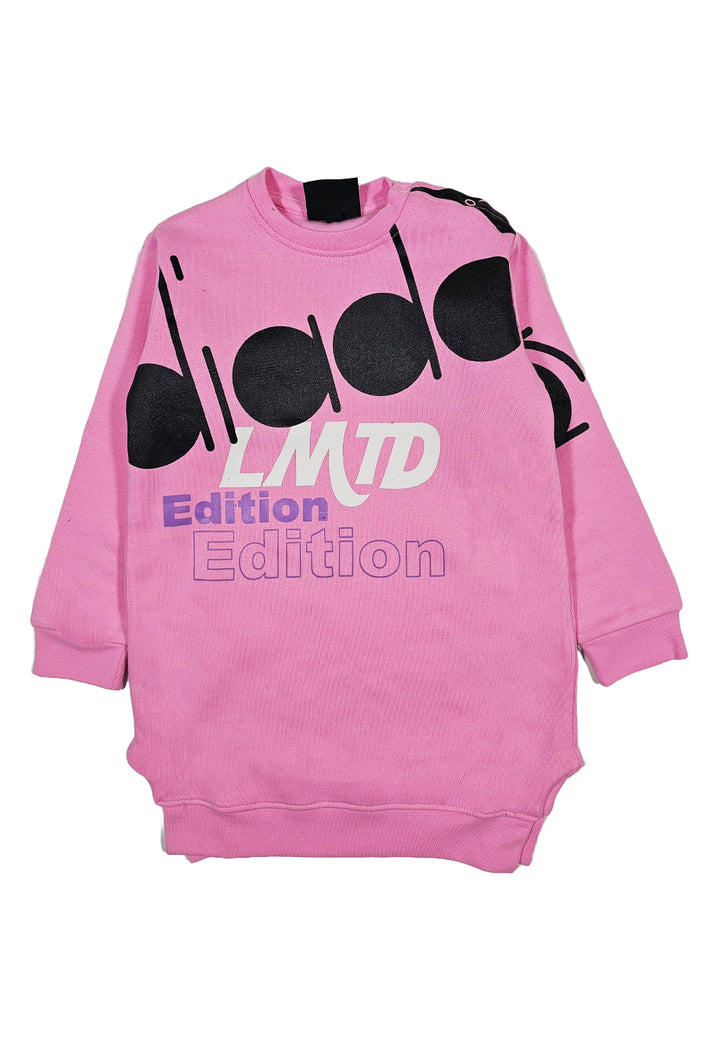 Pink sweatshirt dress for baby girl