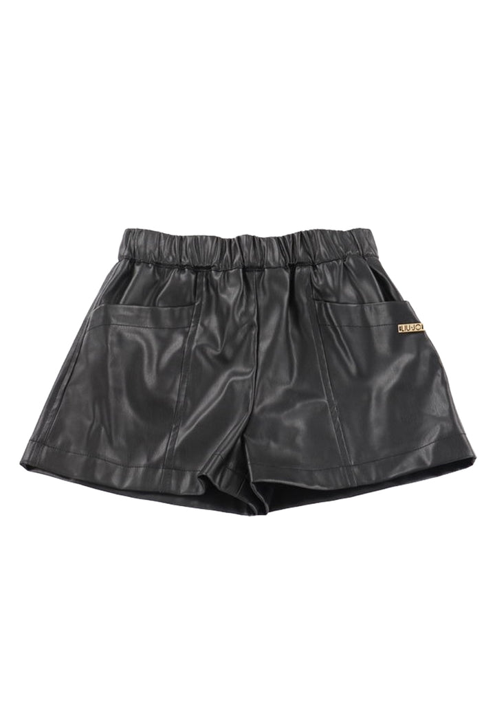 Short ecopelle nero per bambina
