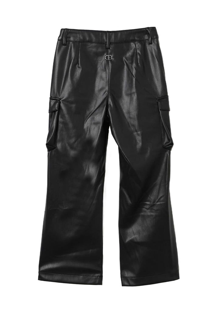 Pantalone ecopelle nero per bambina