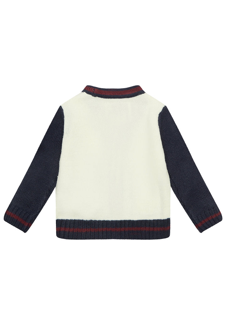 Cardigan bianco-blu per neonato