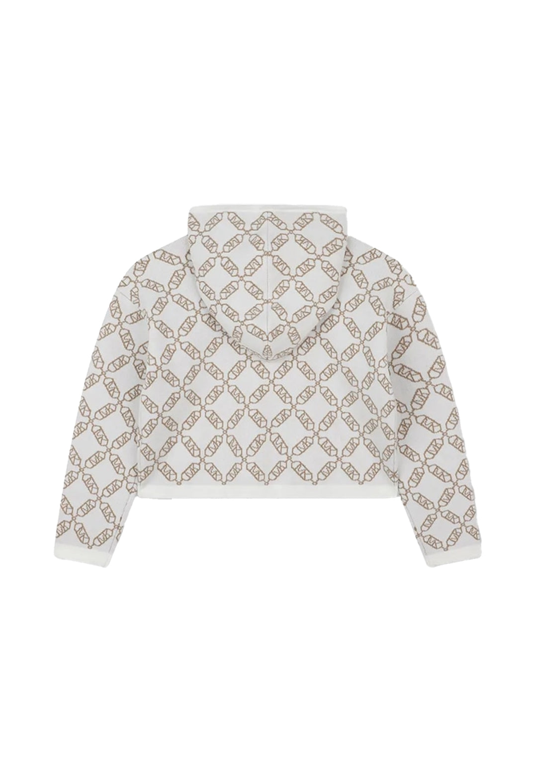 Maglia zip con cappuccio crema per bambina