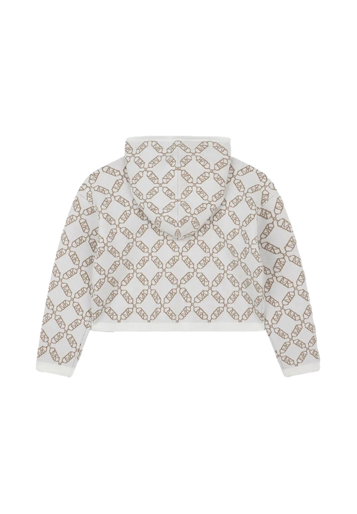 Maglia zip con cappuccio crema per bambina