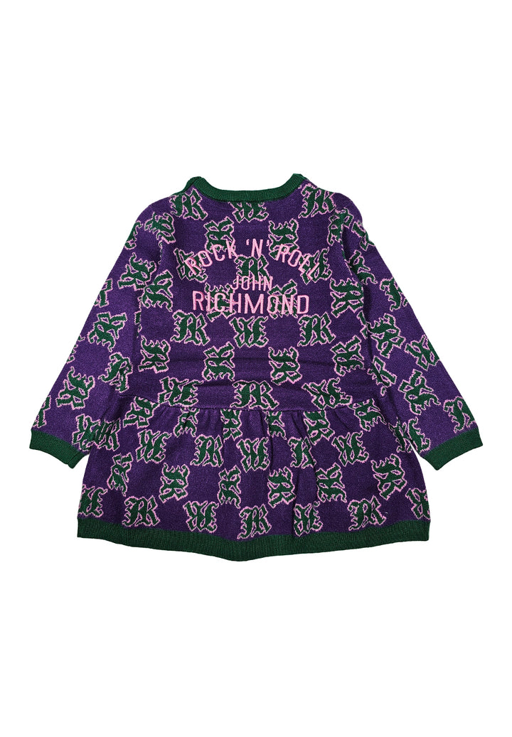 Vestito maglia viola per bambina