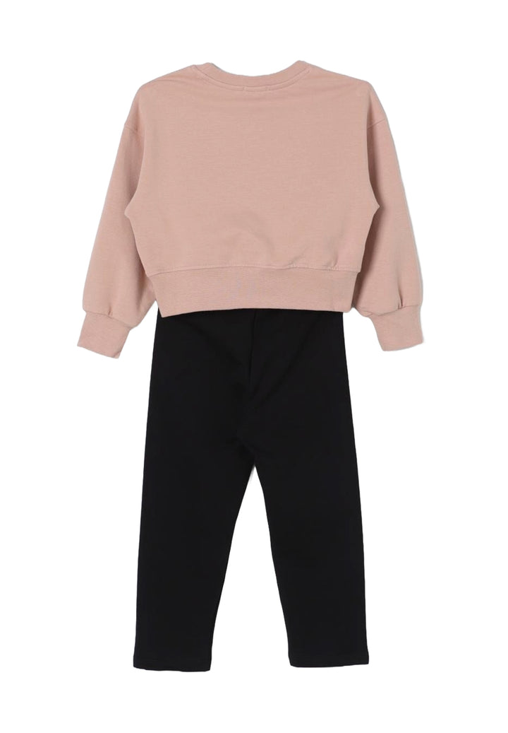 Completo felpa rosa-nero per bambina