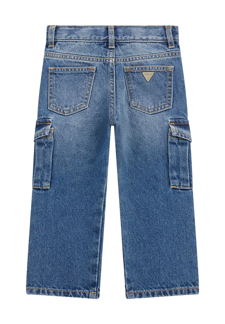 Jeans cargo blu denim per bambina