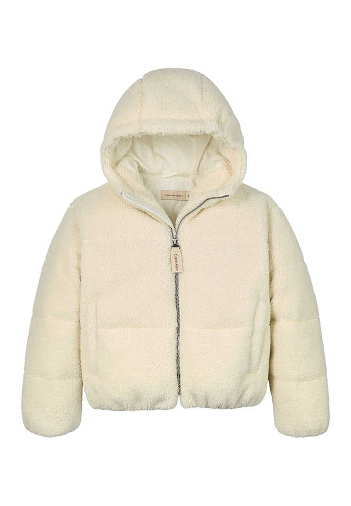 Giubbotto teddy crema per bambina
