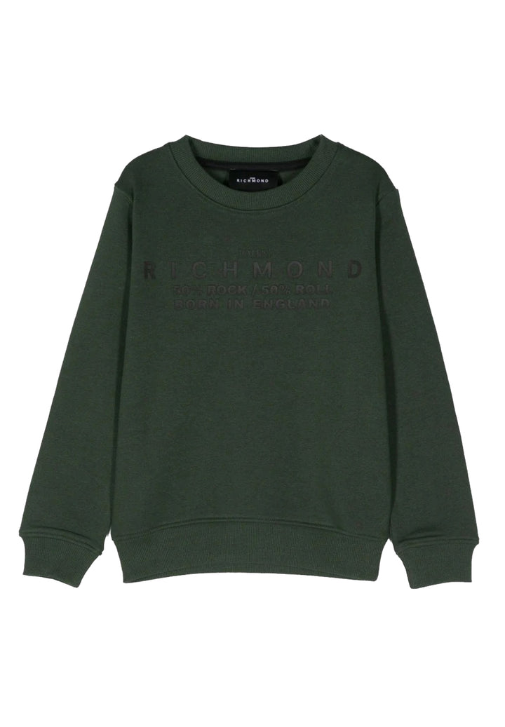 Felpa girocollo verde per bambino