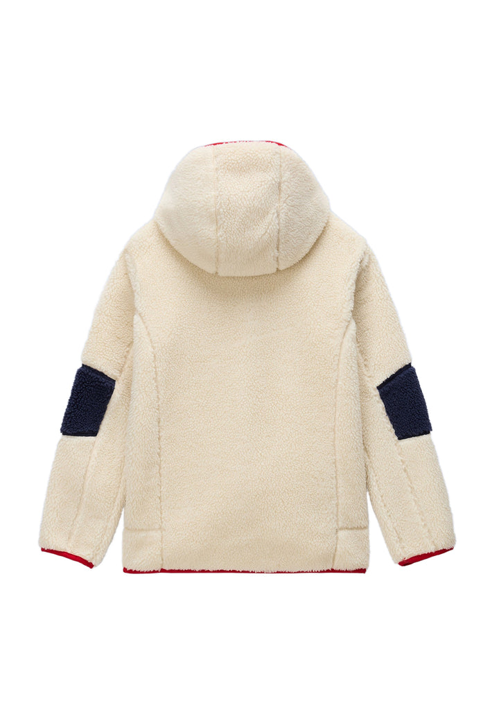 Giubbotto teddy bianco-rosso per bambino