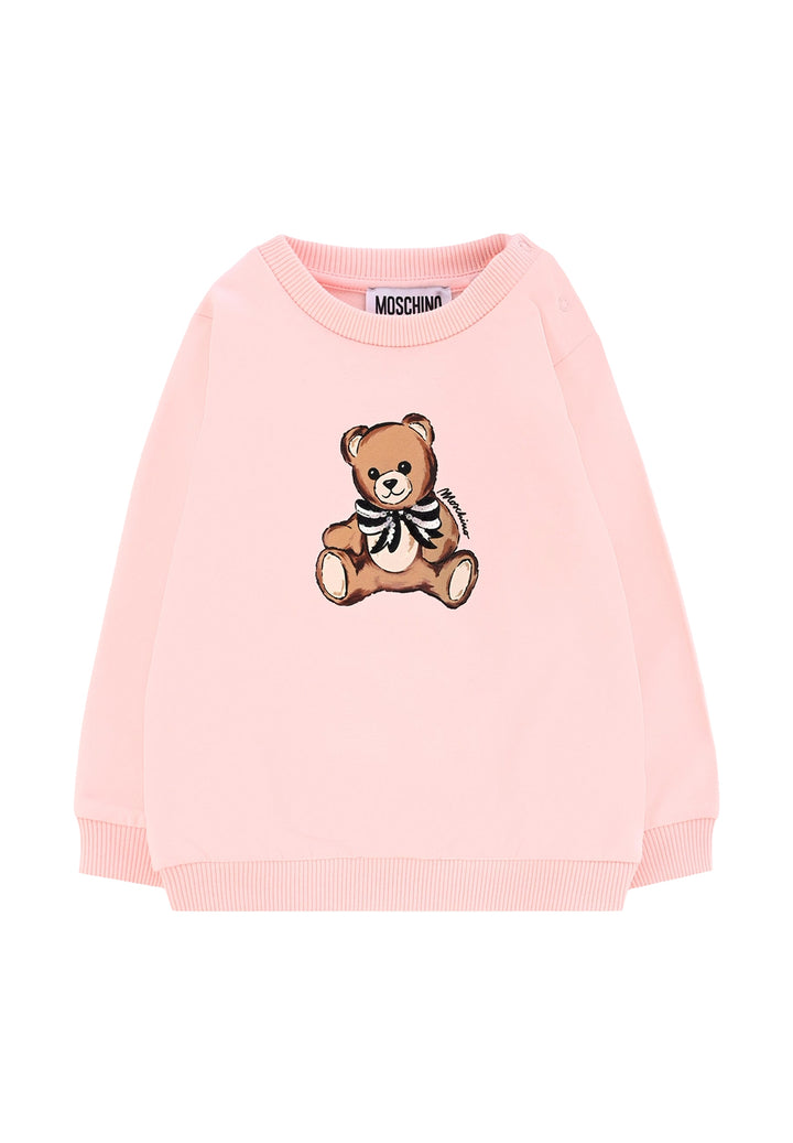 Felpa girocollo rosa per neonata