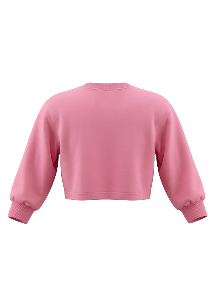 Felpa girocollo rosa per bambina