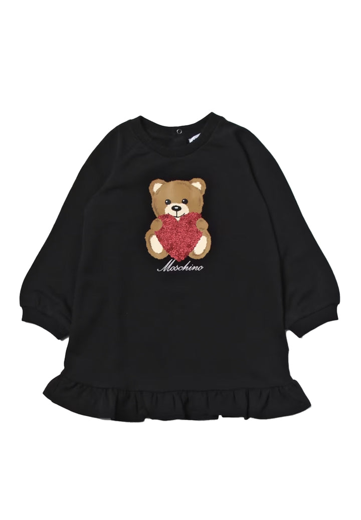 Black sweatshirt dress for baby girls