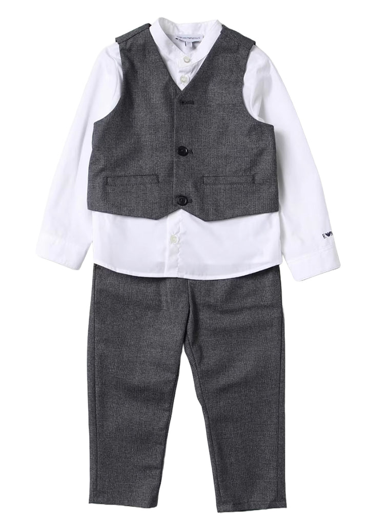 Completo elegante bianco-grigio per bambino