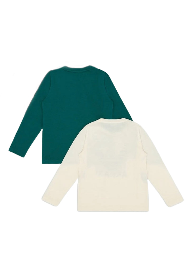 Set of 2 white-green t-shirts for children