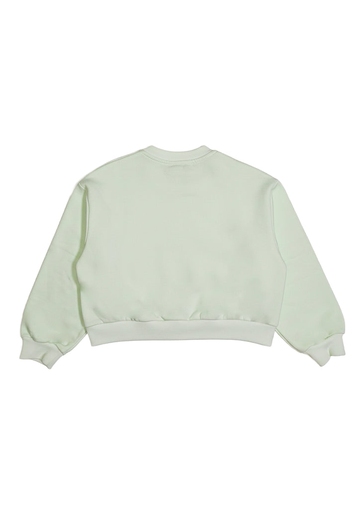 Felpa girocollo verde per bambina