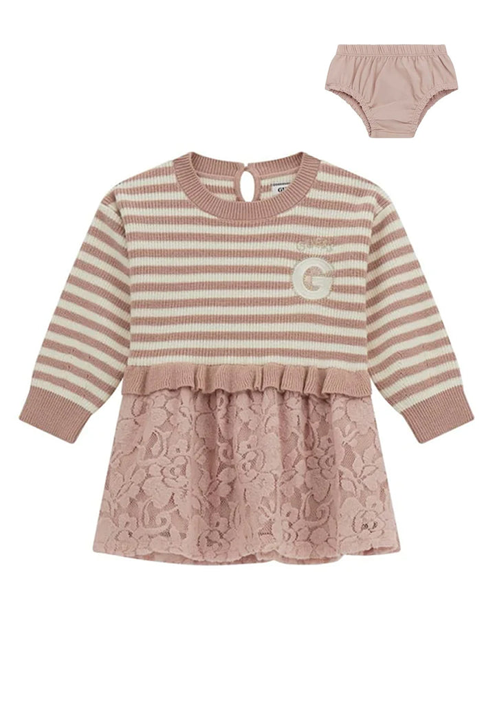 Set Vestito in maglia + coulotte beige per neonata