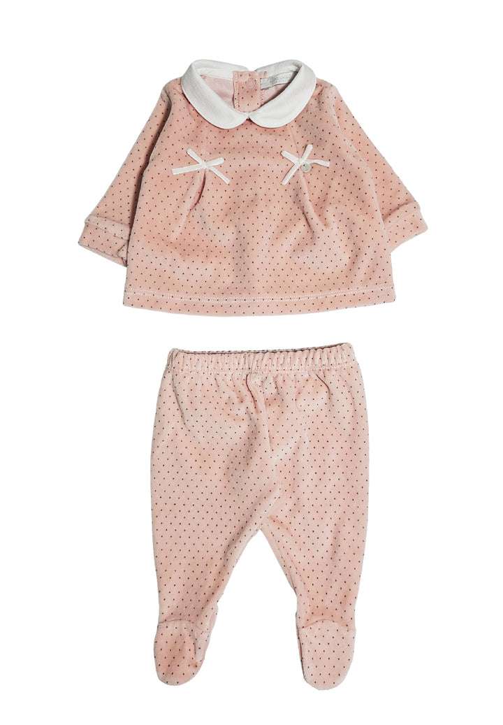 Puderfarbenes Chenille-Set für Neugeborene Mädchen
