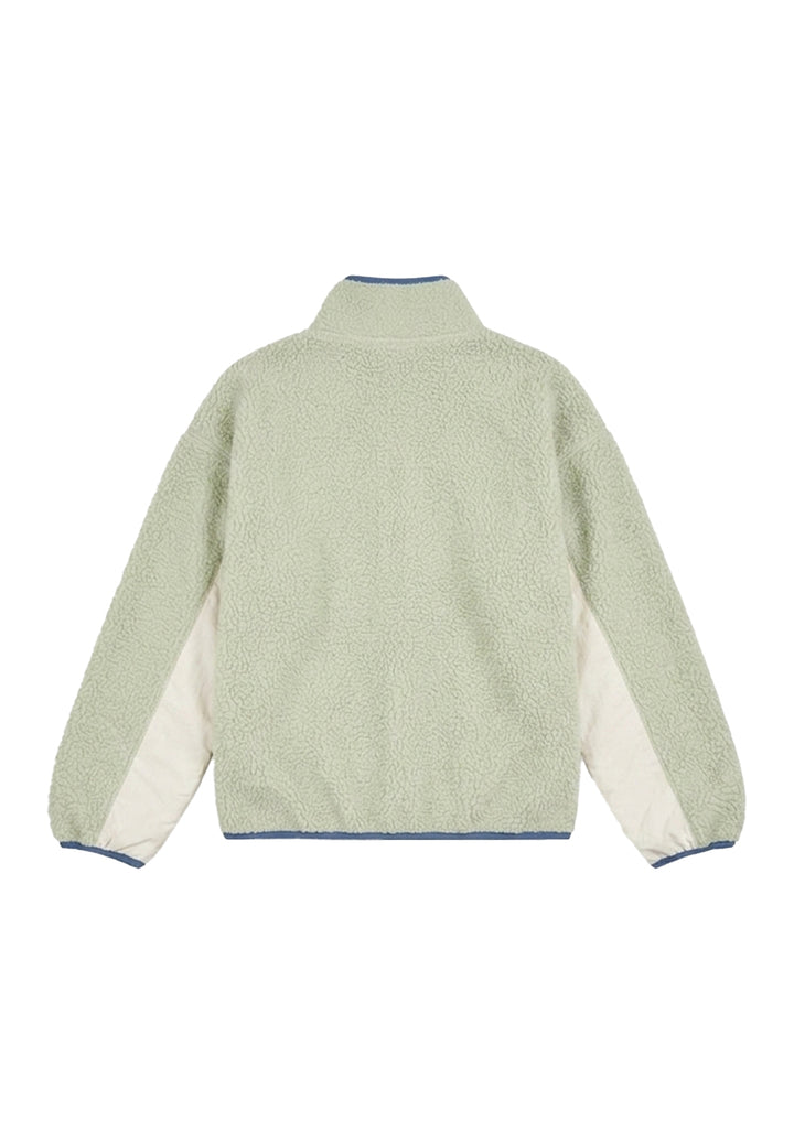 Felpa zip in pile verde per bambino