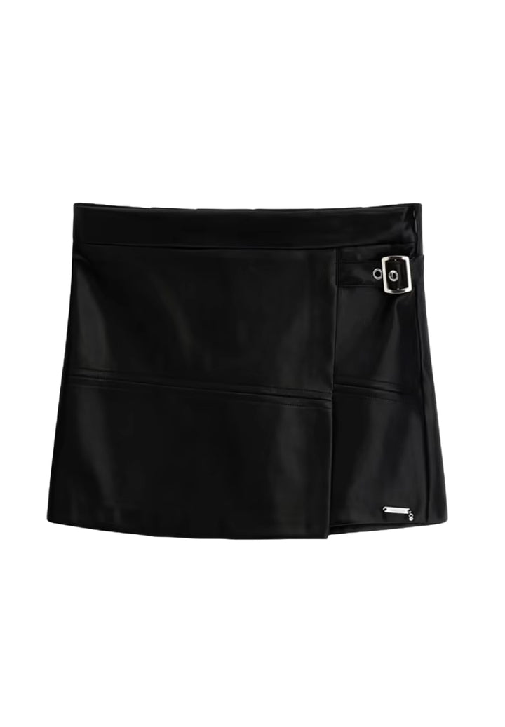 Black faux leather skirt for girls