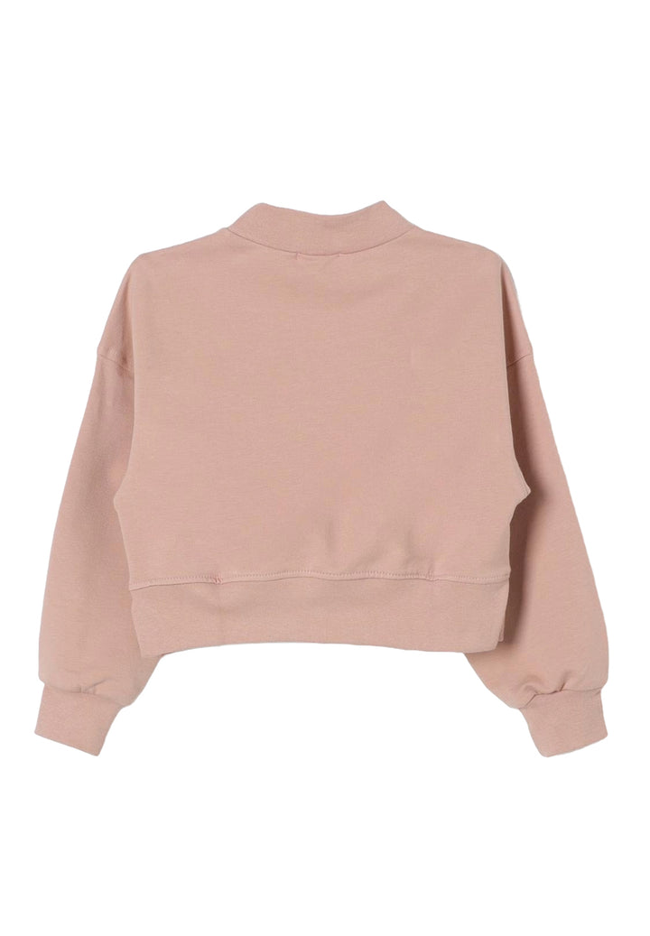 Felpa girocollo rosa per bambina