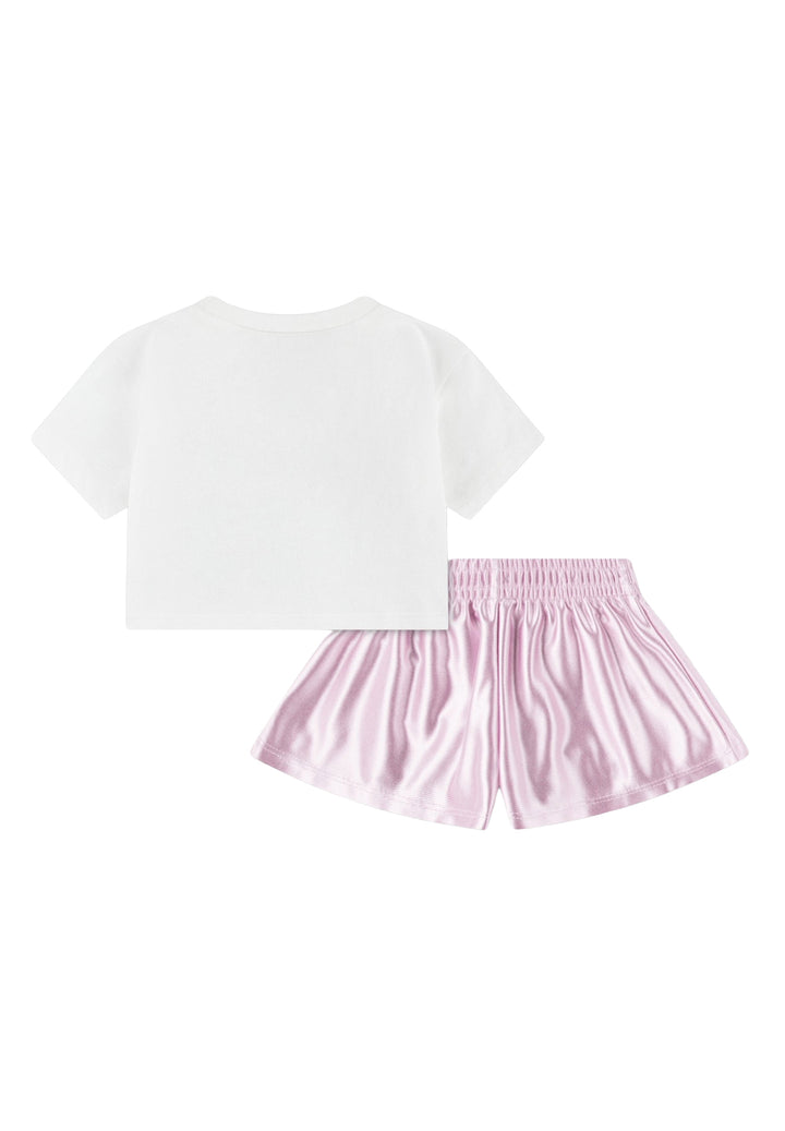 Completo bianco-rosa per bambina