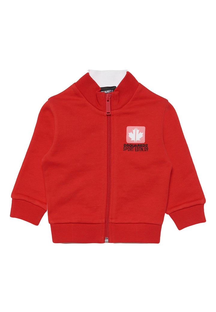 Felpa zip rosso-bianco per bambino