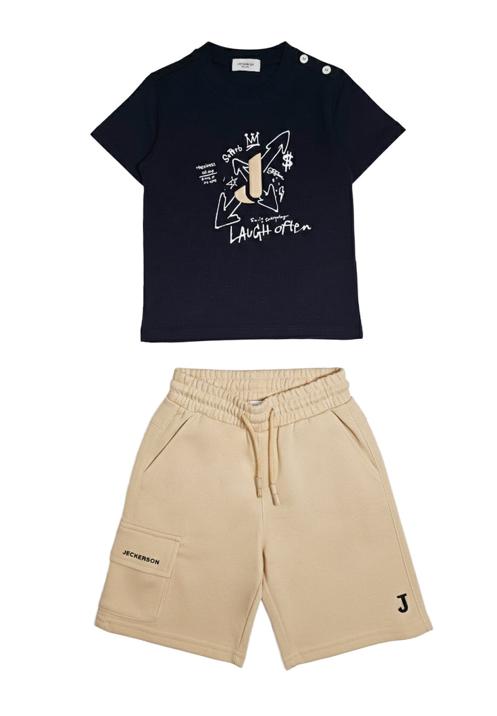 Completo blu-beige per bambino