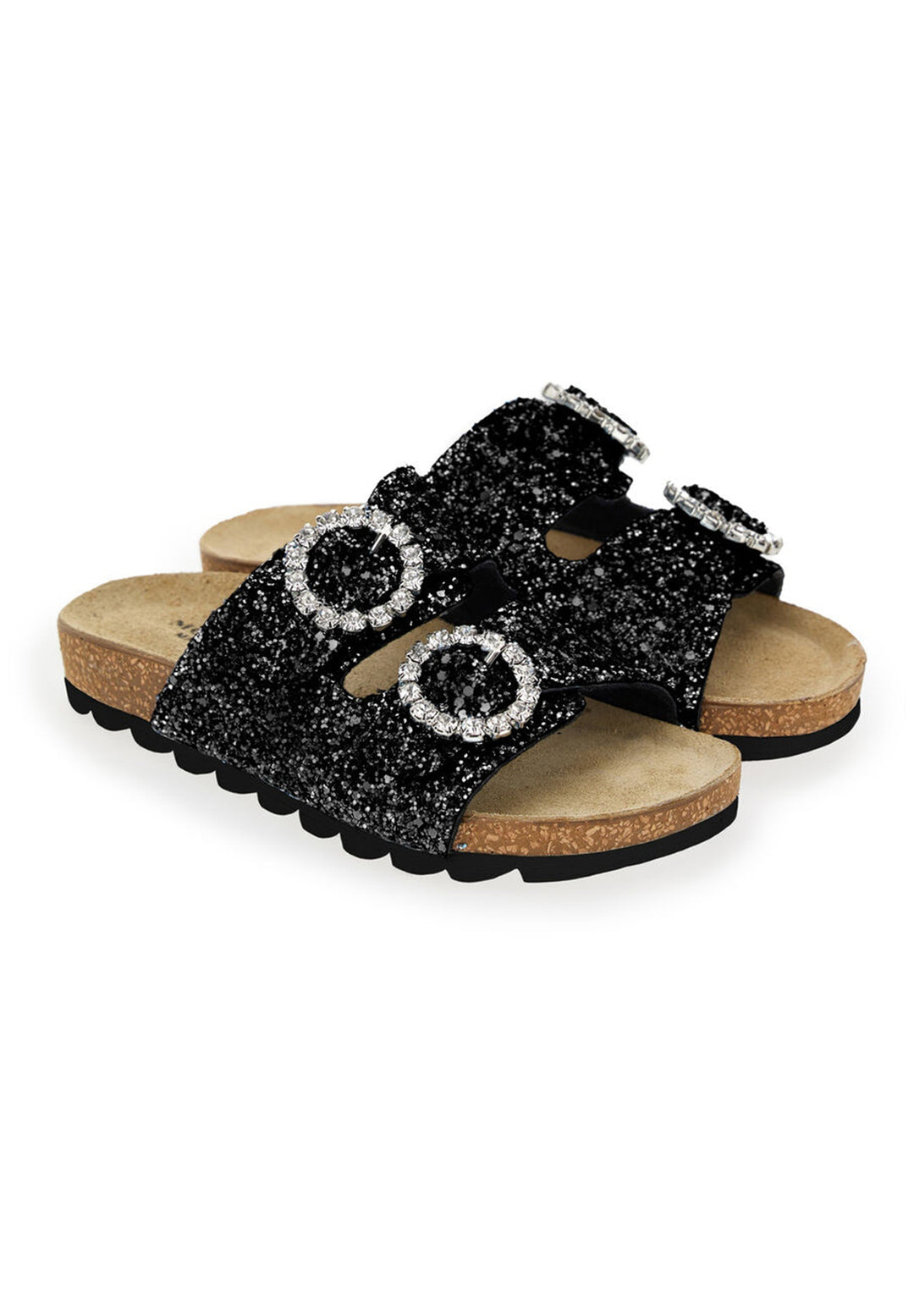 Ciabatte nere glitter per bambina