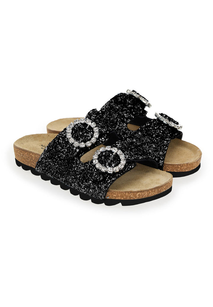 Ciabatte nere glitter per bambina