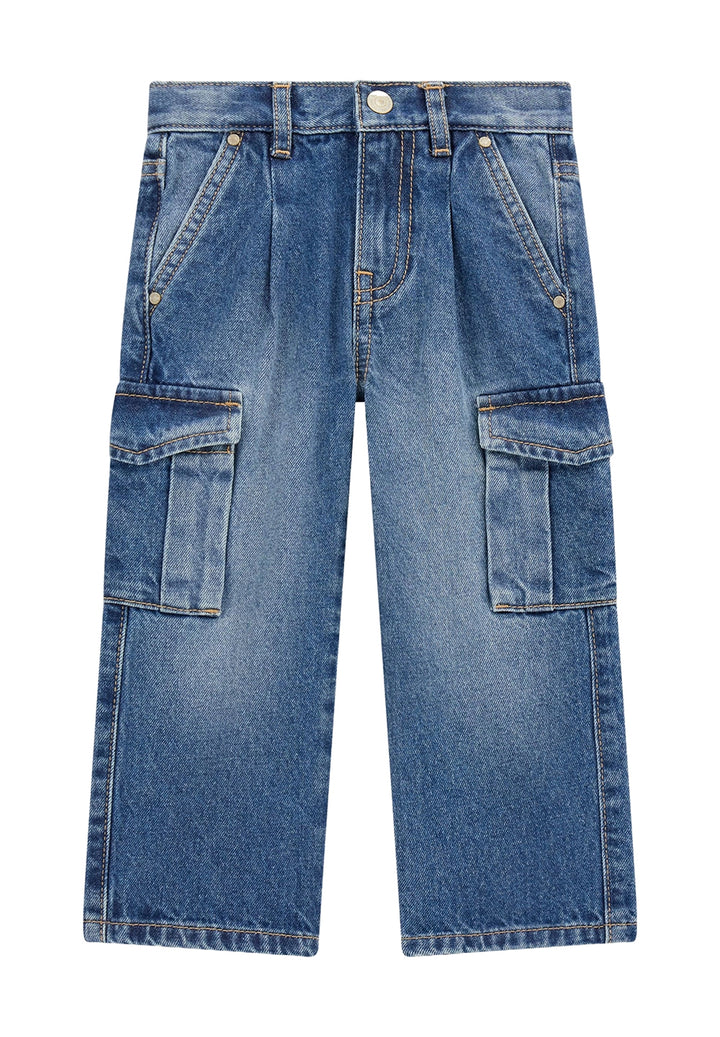 Jeans cargo blu denim per bambina