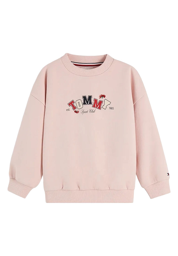 Felpa girocollo rosa per bambina