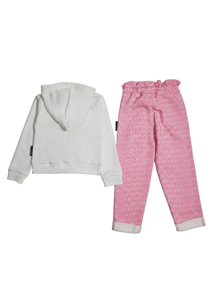 Completo felpa bianco-rosa per neonata