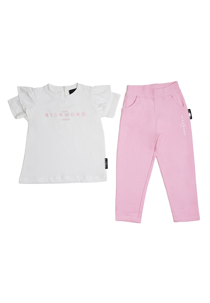 Completo bianco-rosa per neonata