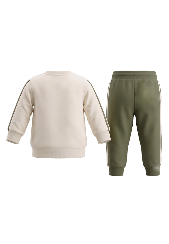 Completo felpa crema-verde per neonato