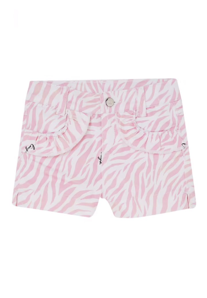 Short denim bianco-rosa per neonata