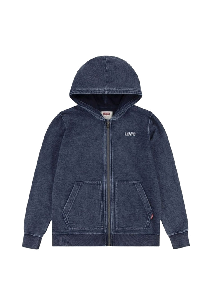 Felpa zip blu denim per bambino