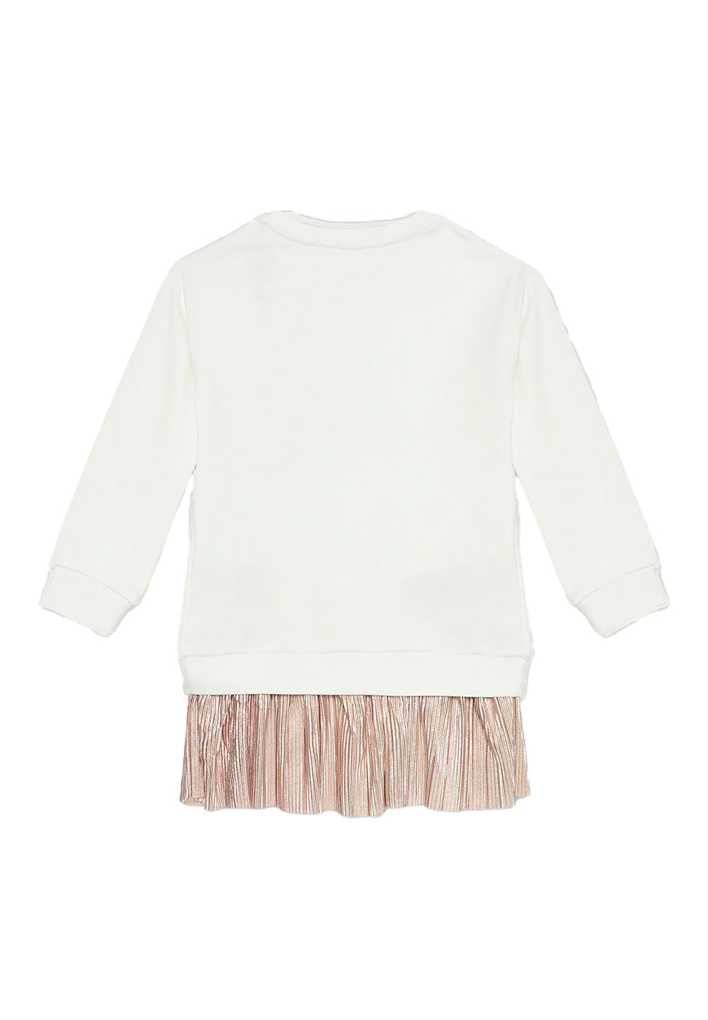 Vestito felpa bianco-rosa per bambina