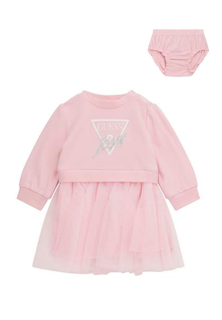 Vestito tulle + coulotte rosa per neonata