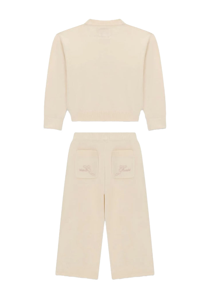 Completo in maglia beige per bambina